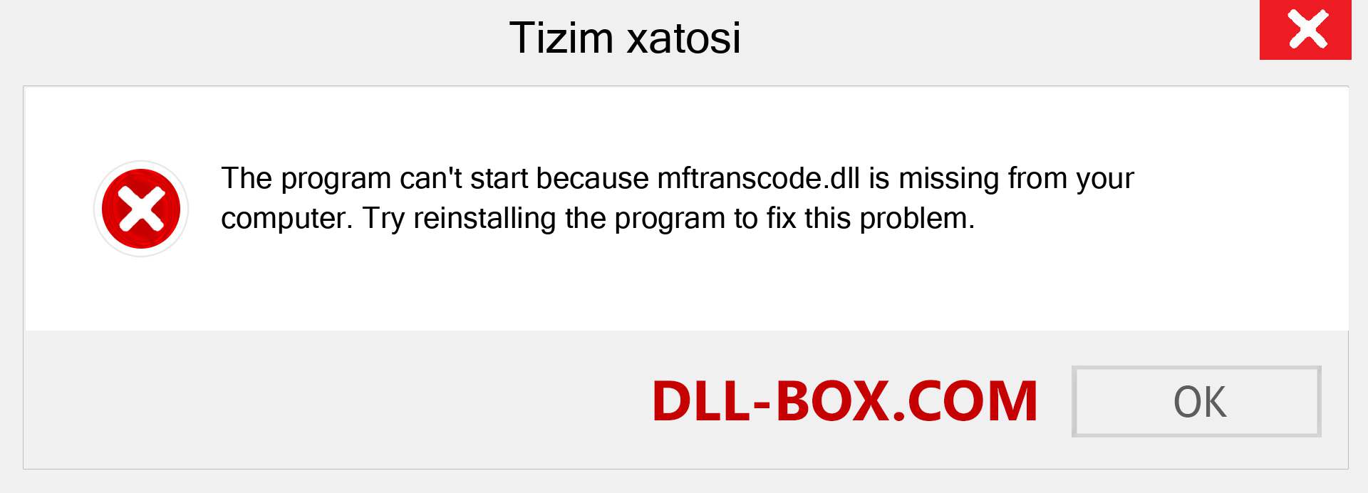 mftranscode.dll fayli yo'qolganmi?. Windows 7, 8, 10 uchun yuklab olish - Windowsda mftranscode dll etishmayotgan xatoni tuzating, rasmlar, rasmlar